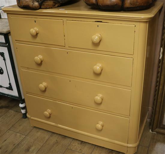 A Victorian painted pine chest of drawers, W.100cm